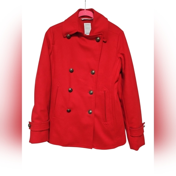 Red Nautica Double Breasted Pea Coat. - Picture 2 of 6